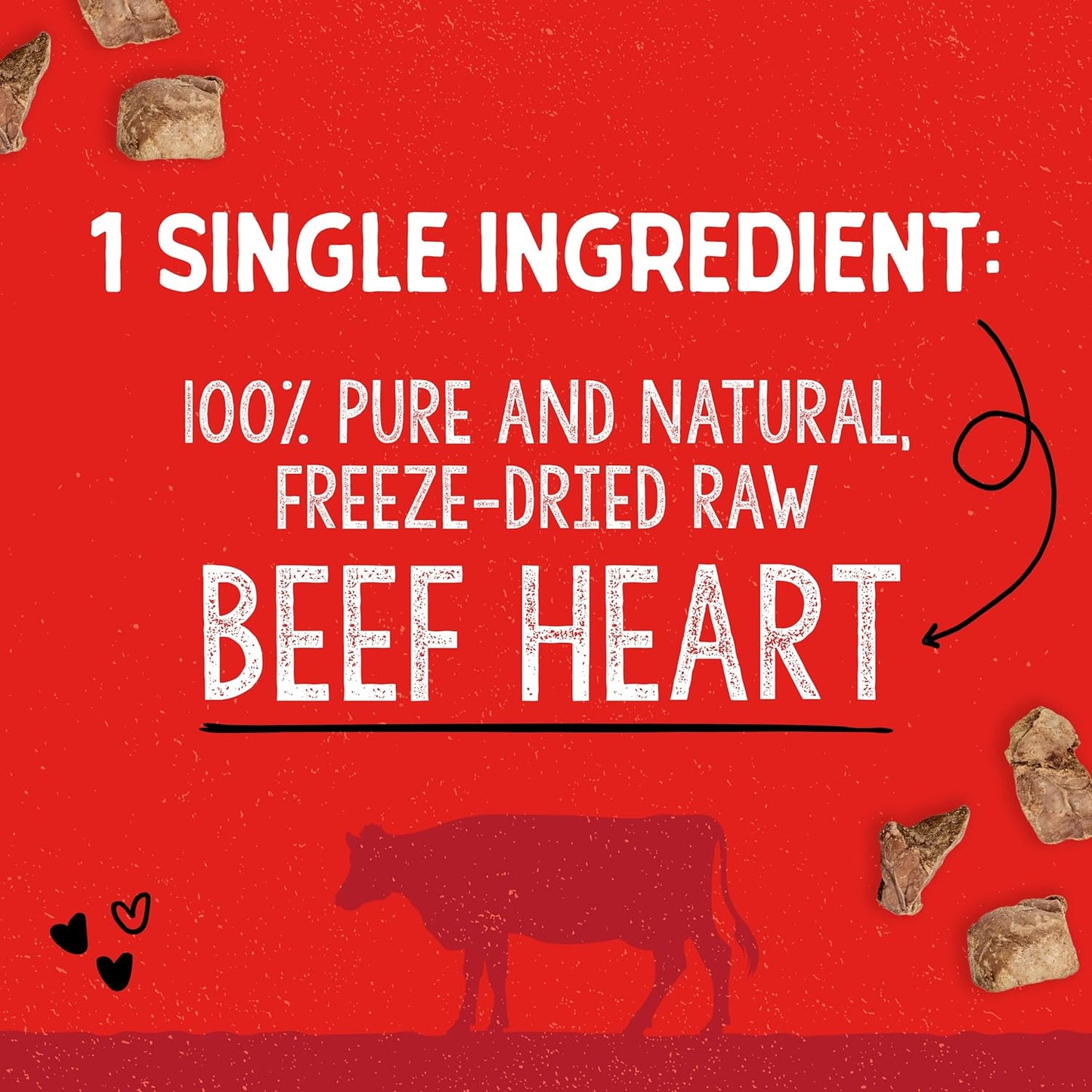 Stella & Chewy'S Freeze-Dried Raw Single Ingredient Beef Heart Treats, 3 Oz. Bag