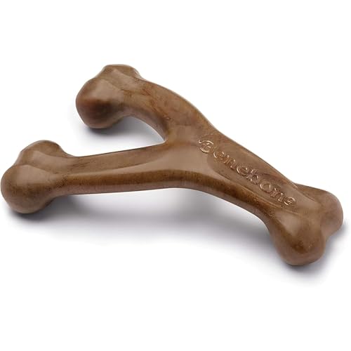 Benebone Wishbone Dog Chew Toy for Aggressive Chewers, Real Bacon, Small