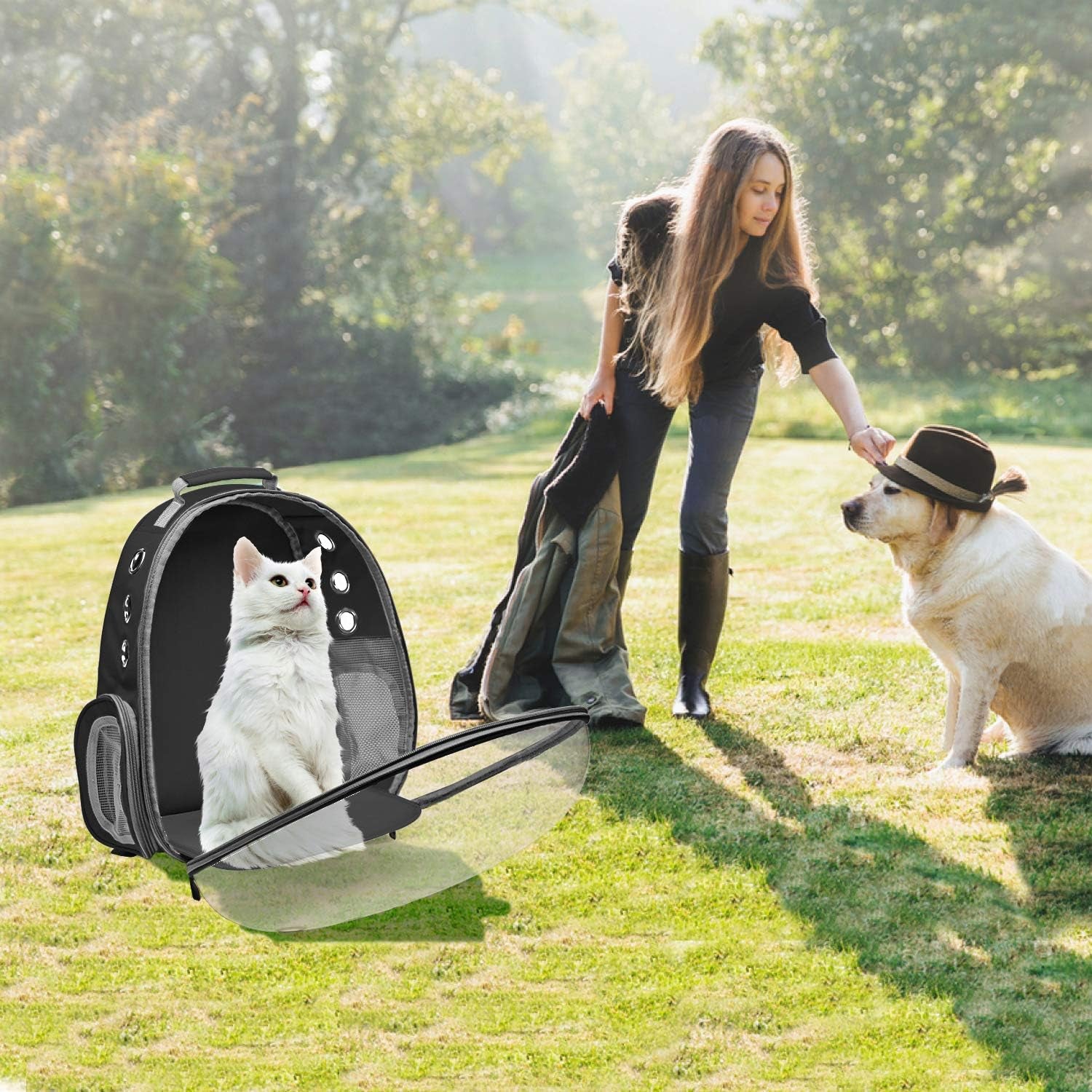 Henkelion Cat Backpack Carrier Bubble Carrying Bag, Small Dog Backpack Carrier for Small Medium Dogs Cats, Space Capsule Pet Carrier Dog Hiking Backpack, Airline Approved Travel Carrier - Purple