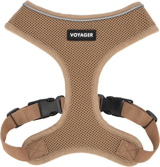 Aerolite No Pull Mesh Dog Harness with Lightweight, Soft, Breathable Chest Coverage, Reflective Stitching, and Adjustable Straps for Walking, Running, Training, Heavy Duty and Durable - Beige, XS