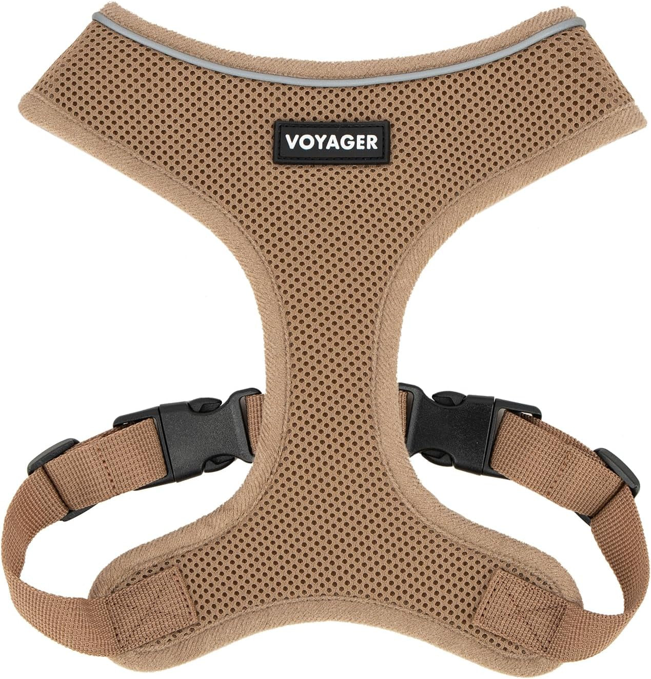 Aerolite No Pull Mesh Dog Harness with Lightweight, Soft, Breathable Chest Coverage, Reflective Stitching, and Adjustable Straps for Walking, Running, Training, Heavy Duty and Durable - Beige, M