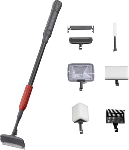 UPETTOOLS Aquarium Clean Tool 6 in 1 Fish Tank Cleaning Kit Algae Scraper Scrubber Pad Adjustable Long Handle Fish Tank Brush Cleaner Set