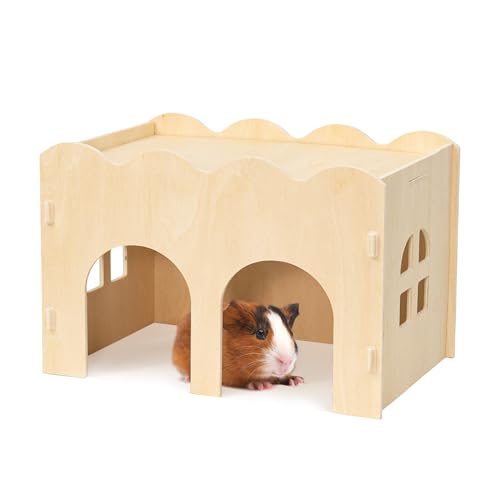 Bifeaw Natural Wooden Chew-Proof Guinea Pig Hideout