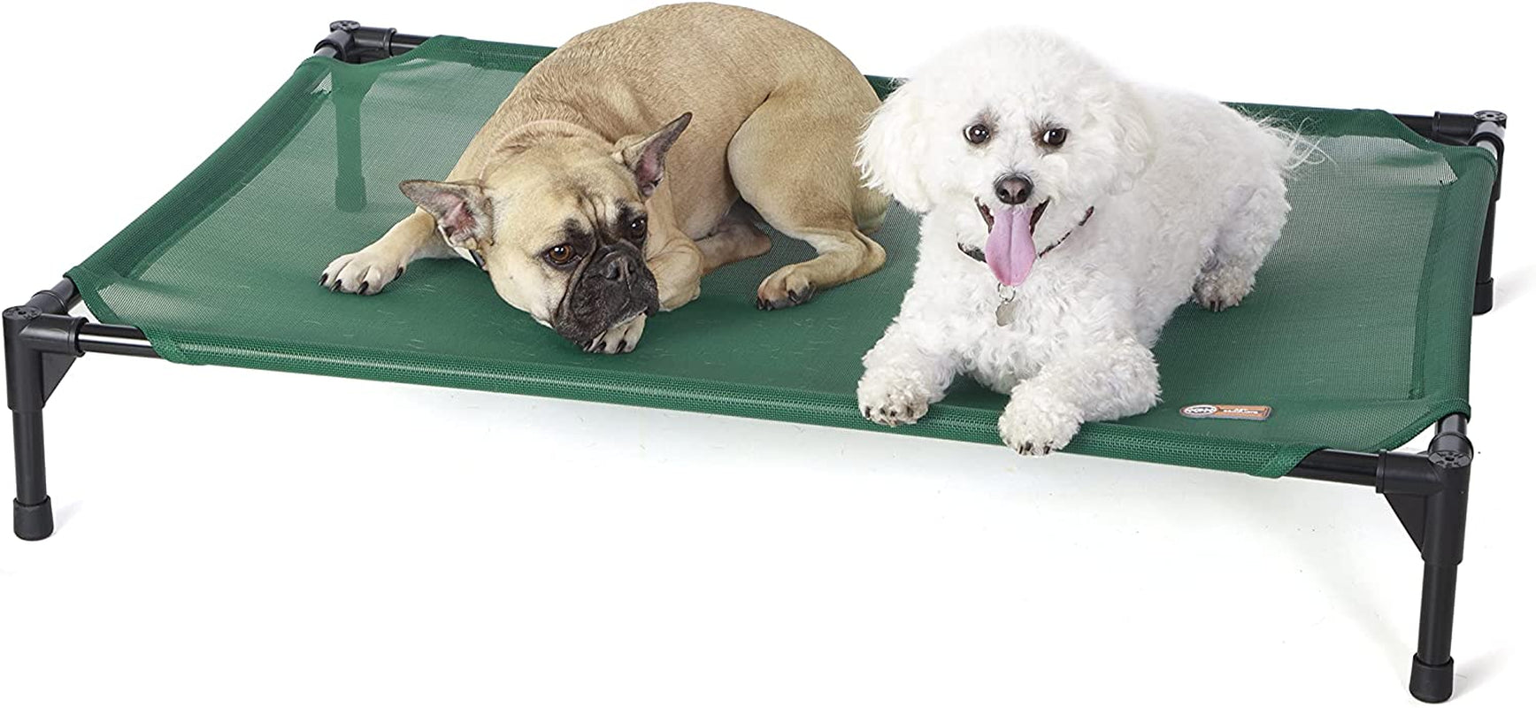 K&H Pet Products Elevated Outdoor Dog Cot Bed, Raised Cooling Bed with Washable Breathable Mesh for Large Dogs, Portable Raised Platform Pet Bed, Heavy Duty Metal Frame Hammock Bed, Large, Green