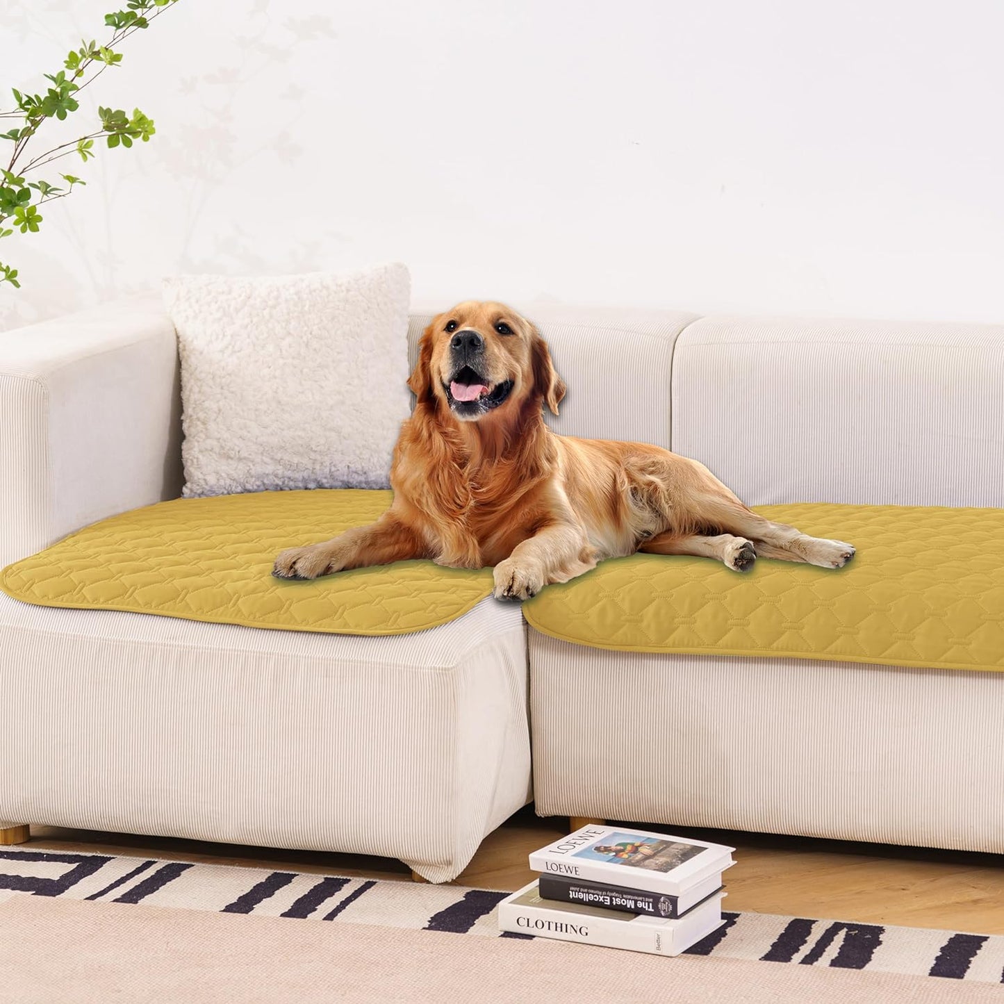 Gogobunny 100% Double Sided Waterproof Dog Blanket Soft Pet Bed Cover Reversible Protect Furniture Couch Sofa Car for Puppy Cat Kids (Dark Yellow/Light Yellow, 32X53 Inch (Pack of 1))