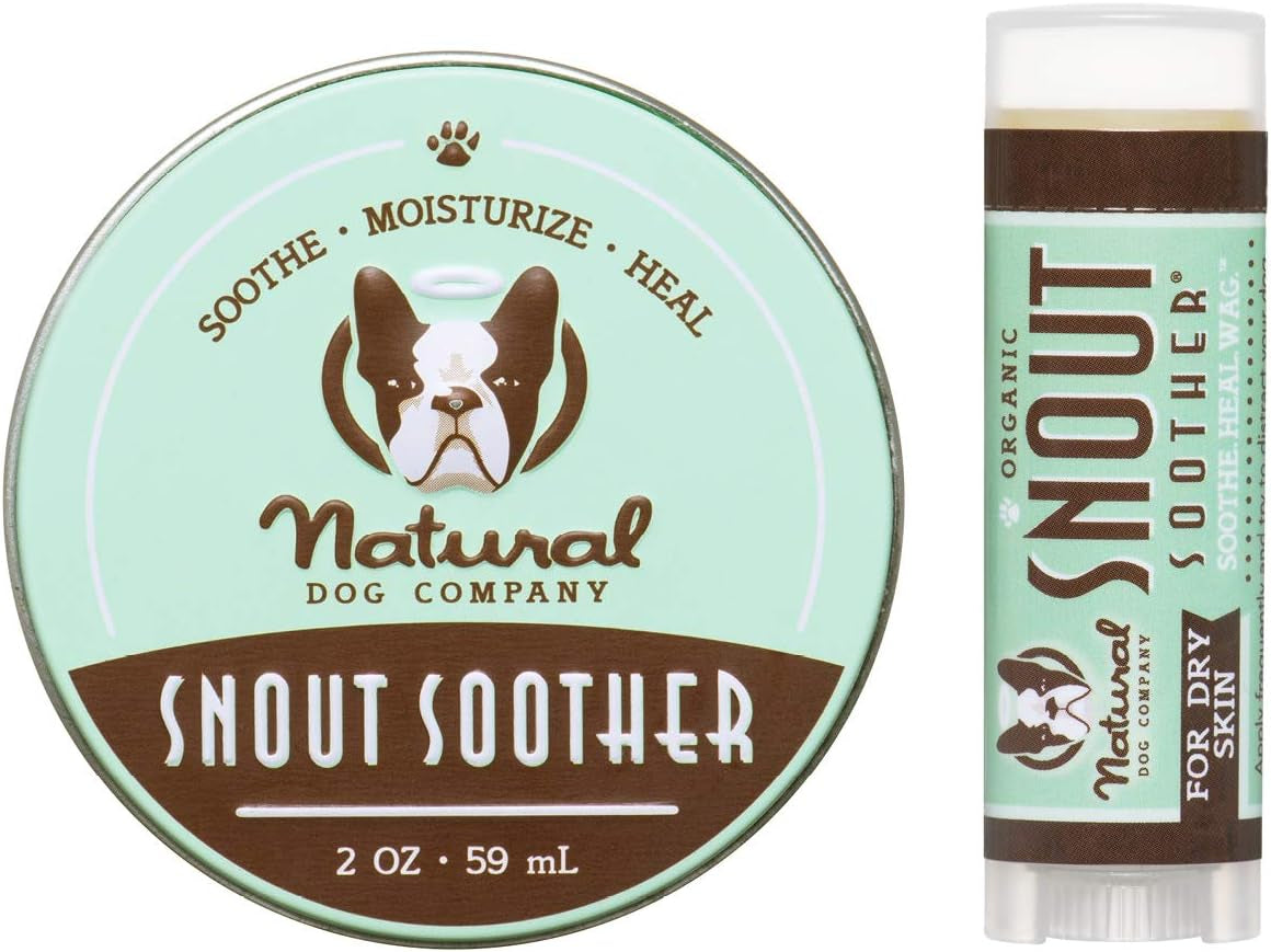 Natural Dog Company Snout Soother Bundle, Includes 2Oz Tin + 0.15Oz Stick, Dog Nose Balm for Chapped, Crusty and Dry Dog Noses, Organic, All Natural Ingredients, Packaging May Vary