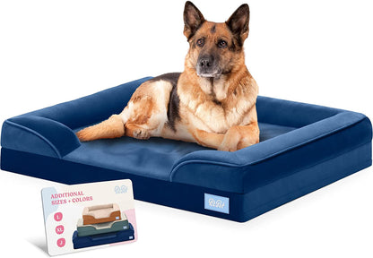 Orthopedic Sofa Dog Bed - Ultra Comfortable Dog Bed for X-Large Dogs - Breathable & Waterproof Pet Bed- Egg Foam Sofa Bed with Extra Head & Neck Support - Removable Washable Cover with Nonslip Bottom.