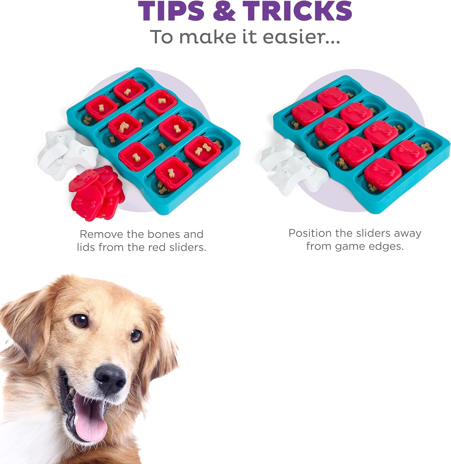 Outward Hound Nina Ottosson Dog Brick Dog Puzzle Interactive Treat Puzzle Dog Enrichment Dog Toy, Level 2 Intermediate, Blue