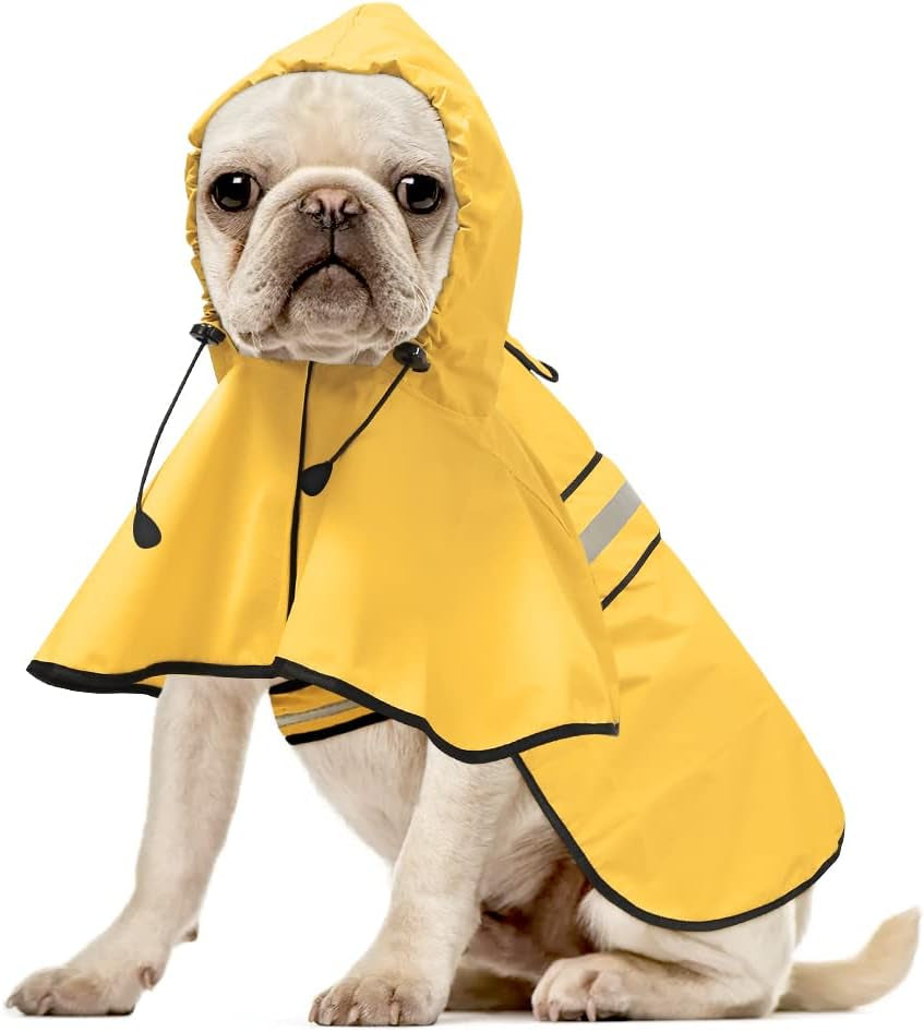 Reflective Dog Raincoat - Adjustable Waterproof Raincoat for Dogs, Lightweight Dog Hooded Slicker Rain Coat Poncho for Small to X- Large Dogs(Yellow, Medium)