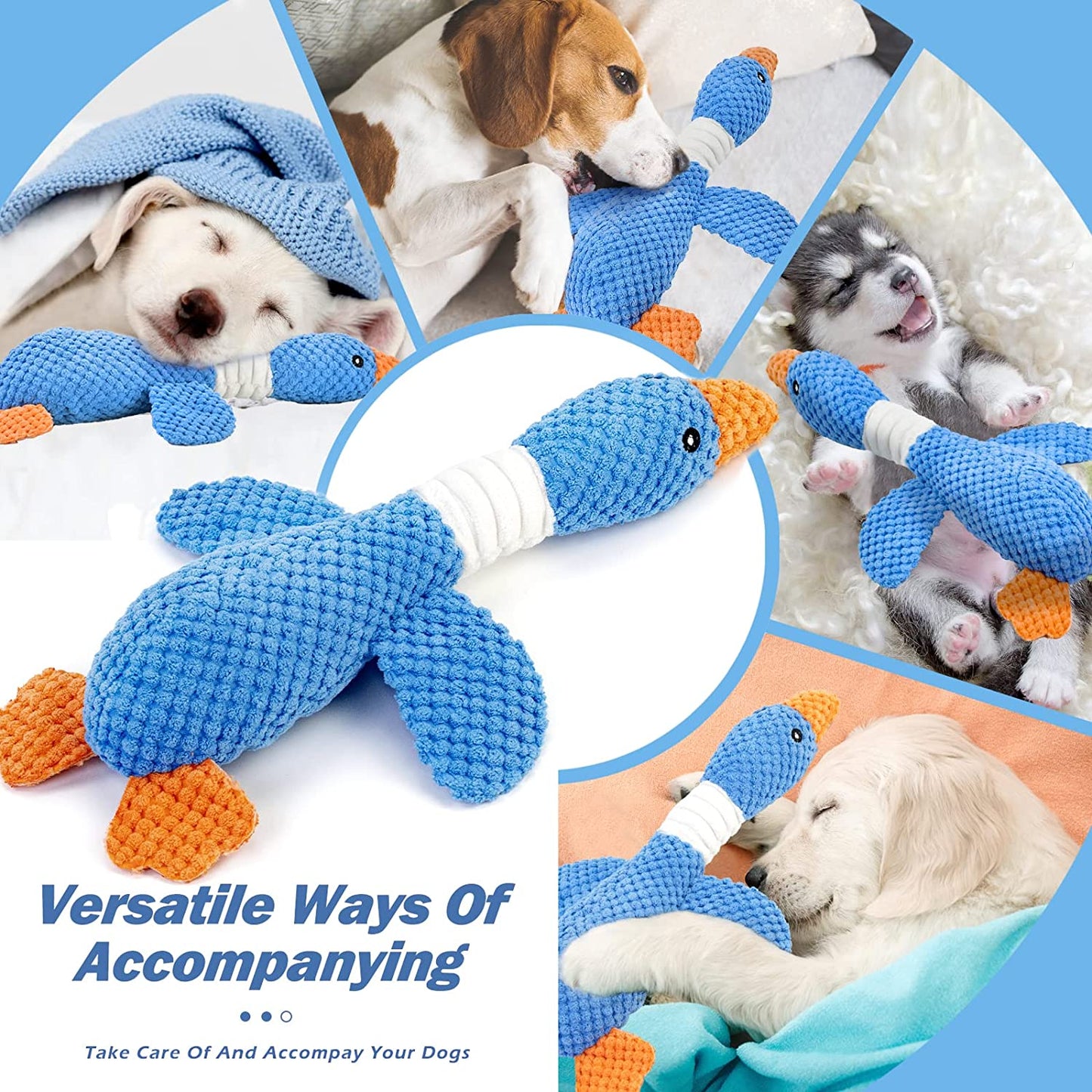 Vitscan Upgraded Goose Indestructible Dog Toys for Aggressive Chewers Small Medium Large Breed, Crinkle Squeaky Plush Dog Puppy Chew Toys for Teething, Duck Puppy Toys