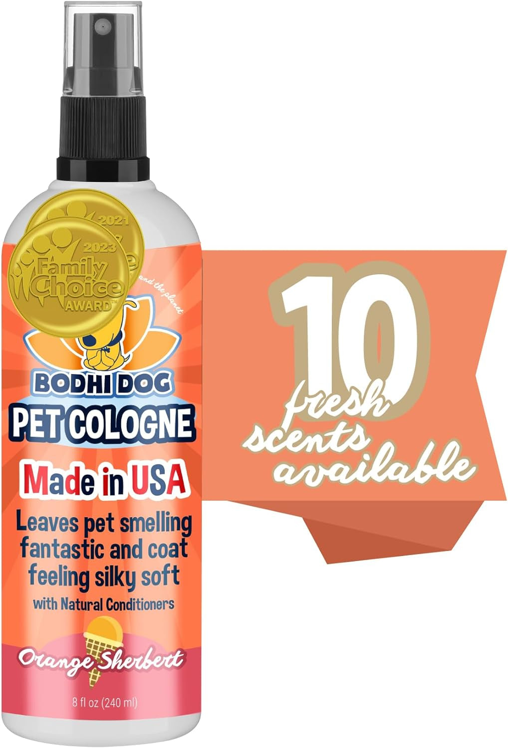 Bodhi Dog Natural Dog Cologne | Premium Scented Deodorizing Body Spray for Dogs & Cats | Neutralizes Strong Odors | Dog Perfume with Natural Dog Conditioner | Made in USA (Orange Sherbert, 8 Fl Oz)