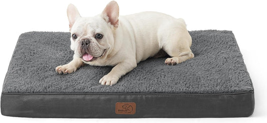 Bedsure Medium Dog Bed for Medium Dogs - Orthopedic Waterproof Dog Beds with Removable Washable Cover, Egg Crate Foam Pet Bed Mat, Suitable for Dogs up to 35Lbs, Dark Grey