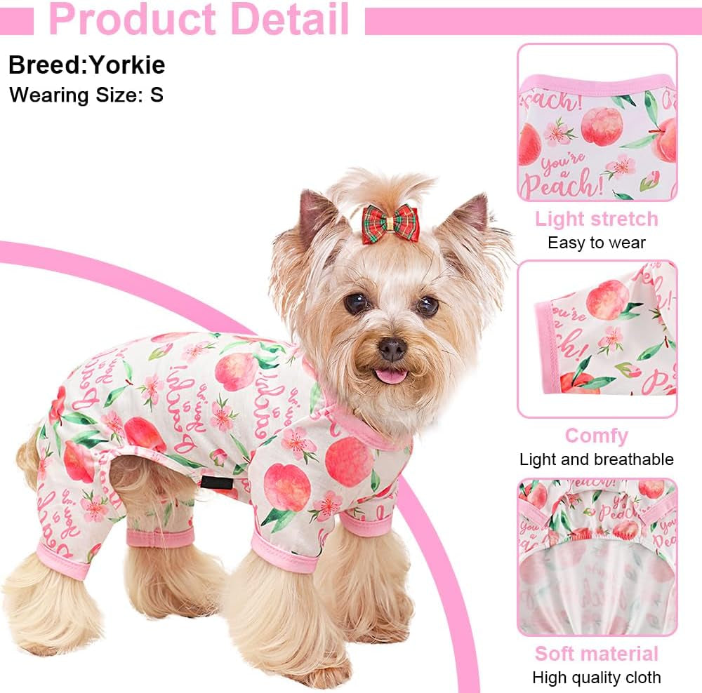 Small Dog Pajamas, Cotton Stretchable Pet Dog Pajamas Jammies Doggie Pajamas for Small Dogs Female Male, Spring Summer Doggie Pjs Doggy Pajamas for Small Dogs (Yellow Duck, S)