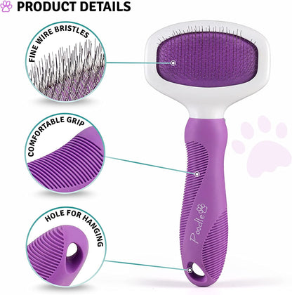 Poodle Pet Slicker Brush - For Dogs, Cats, Rabbits - Matted/Loose Fur, Knots - Suitable for Doodle/Goldendoodle Grooming and Shredding Short/Long Hair