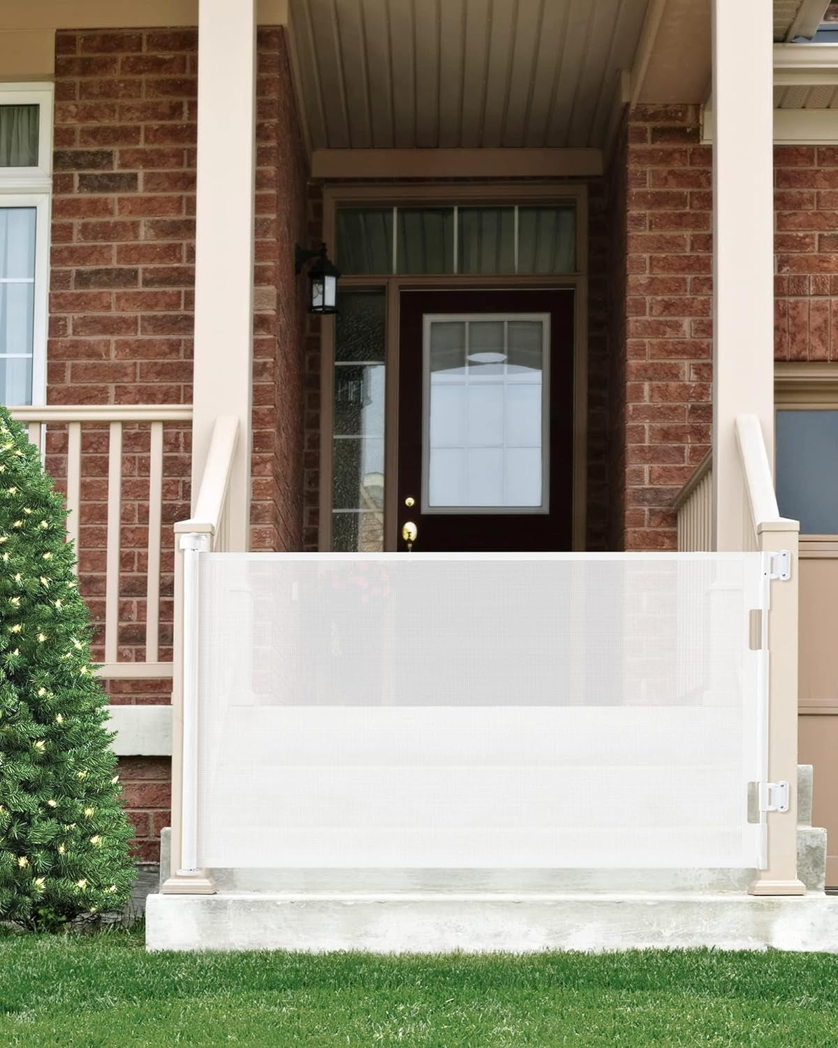 Cumbor 2 Pack Baby Gate Retractable Gates for Stairs, Mesh Dog Gate for the House, Wide Pet Gate 33" Tall, Extends to 55" Wide, Long Child Safety Gates for Doorways, Hallways, Indoor/Outdoor(White)