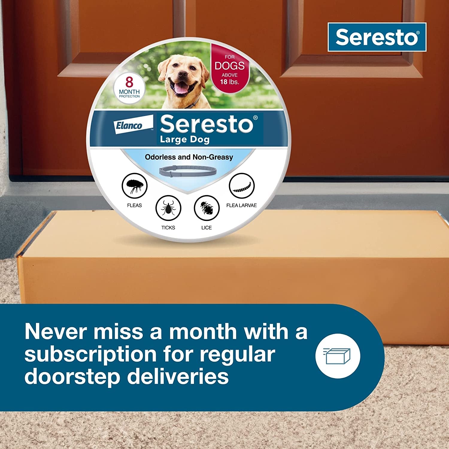 Seresto Large Dog Vet-Recommended Flea & Tick Treatment & Prevention Collar for Dogs over 18 Lbs. | 8 Months Protection