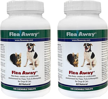 All Natural Supplement for Fleas, Ticks, and Mosquitos Prevention for Dogs and Cats, 100 Chewable Treat Tablets, 2 Pack