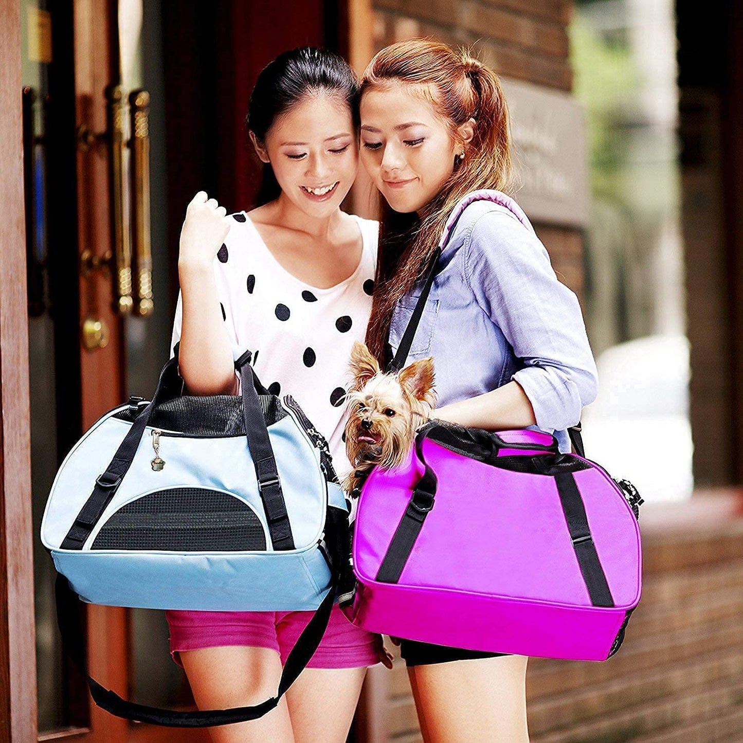 Cat Carrier,Soft-Sided Pet Travel Carrier for Cats,Dogs Puppy Comfort Portable Foldable Pet Bag Airline Approved (Medium-Lightpink)