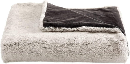 Best Friends by Sheri Snugglesoft Reversible Faux Rabbit Fur Blanket for Dogs and Cats, Brown, 30" X 40"