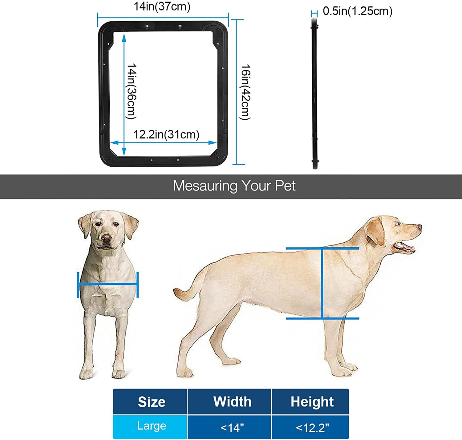 Ownpets Dog Screen Door, inside Door Flap 12X14X0.4 Inch, Lockable Pet Screen Door, Magnetic Self-Closing Screen Door with Locking Function, Sturdy Screen Door for Dogs Cats