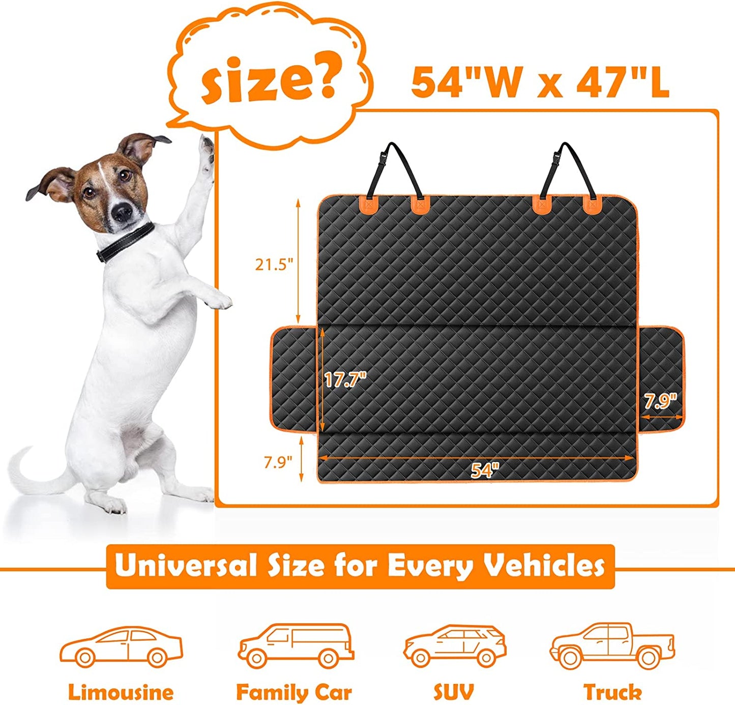 MIXJOY Dog Car Cover for Back Seat Cover Protector Waterproof Dog Seat Covers for Cars, Car Seat Protector for Dogs with 1 Dog Seat Belt, Nonslip Back Seat Cover for Kids, Trucks & SUV, Grey