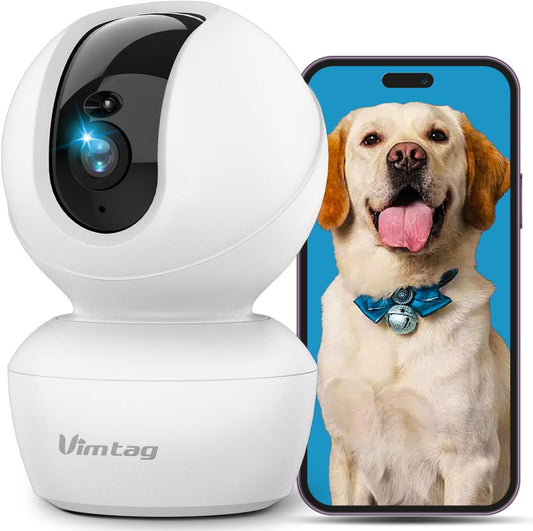 VIMTAG Pet Camera, 3K/6MP HD 360° Pan/Tilt Wifi Camera for Pet/Dog/Cat/Baby/Home Security with AI Human/Sound/Motion Detection, Night Vision, 2-Way Audio, up to 512GB Micro SD Card