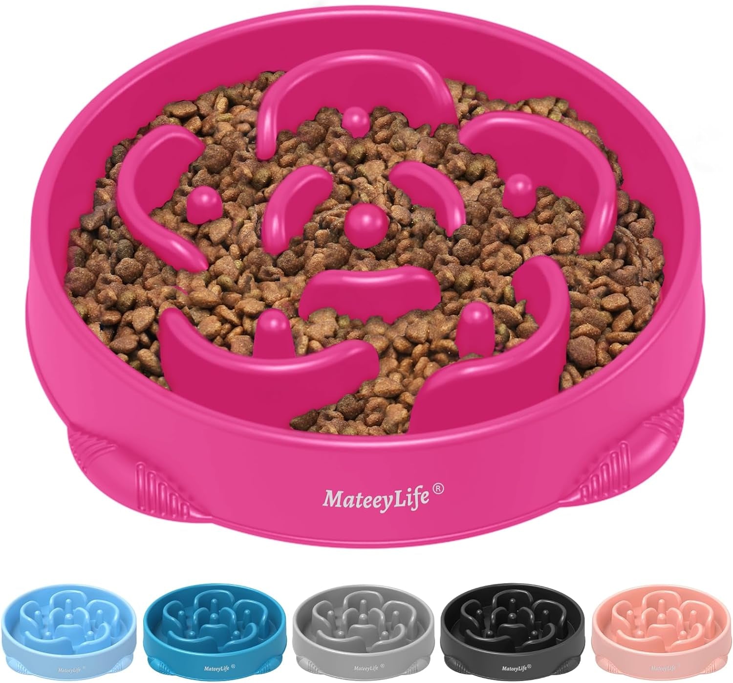 Mateeylife Large Slow Feeder Dog Bowls, Anti-Choking Puzzle Dog Food Bowls, Non Slip Interactive Dog Feeding Bowls Slow down Eating, Bloat Stop Maze Dog Dishes Dog Feeder for Large Breeds Purple