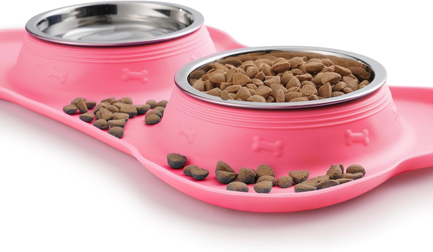 Hubulk Pet Dog Bowls 2 Stainless Steel Dog Bowl with No Spill Non-Skid Silicone Mat + Pet Food Scoop Water and Food Feeder Bowls for Feeding Small Medium Large Dogs Cats Puppies (Small, Purple)