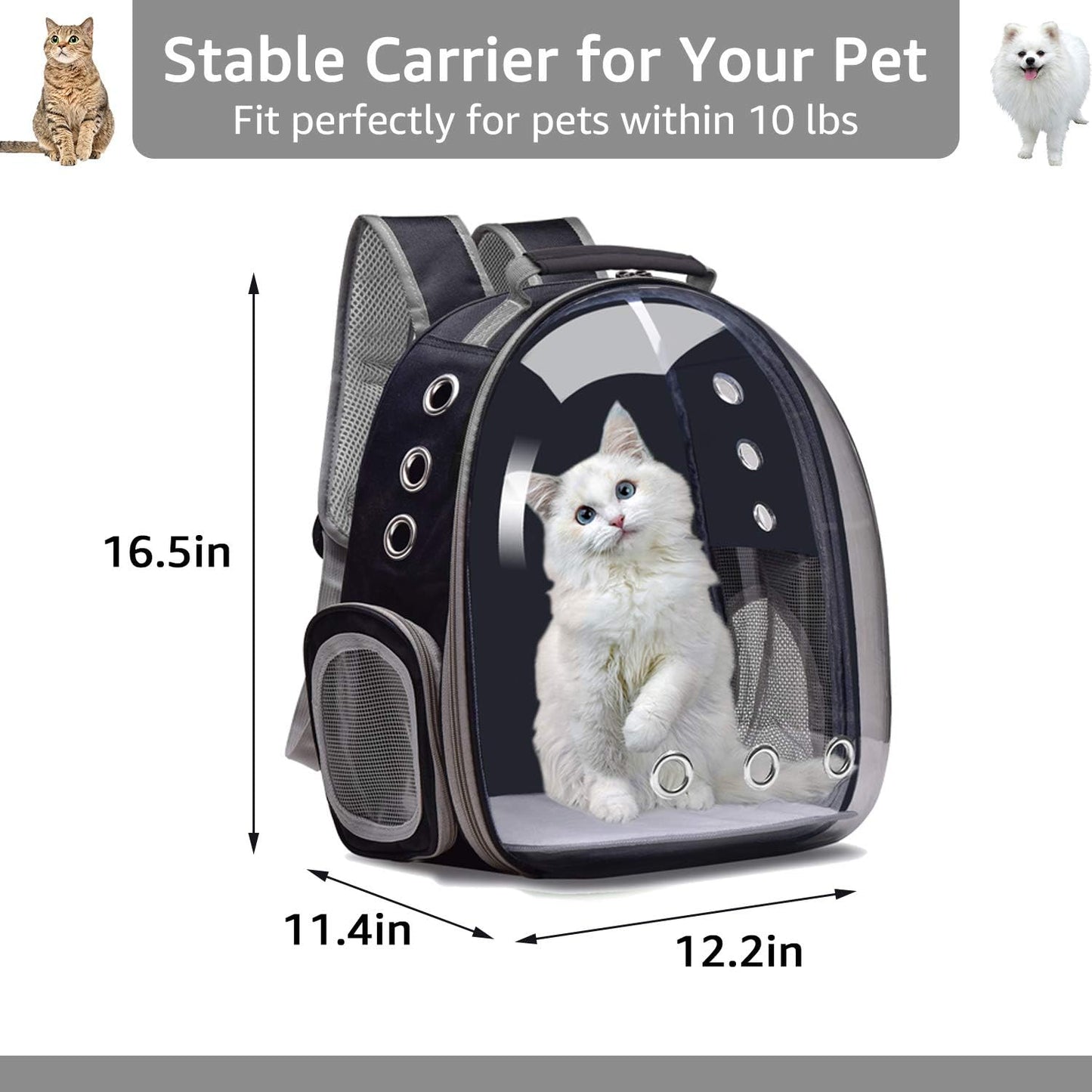 Henkelion Cat Backpack Carrier Bubble Carrying Bag, Small Dog Backpack Carrier for Small Medium Dogs Cats, Space Capsule Pet Carrier Dog Hiking Backpack, Airline Approved Travel Carrier - Purple