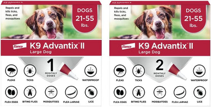 K9 Advantix II Large Dog Vet-Recommended Flea, Tick & Mosquito Treatment & Prevention | Dogs 21 - 55 Lbs. | 3-Mo Supply