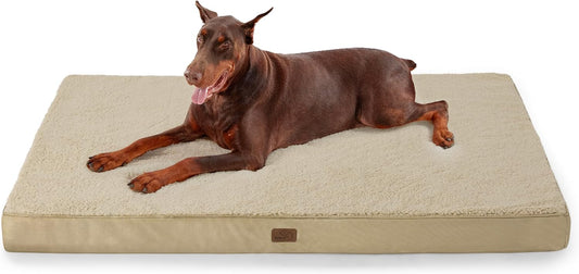 Bedsure Jumbo Dog Bed for Large Dogs - XXL Orthopedic Waterproof Dog Beds with Removable Washable Cover, Egg Crate Foam Pet Bed Matkhaki