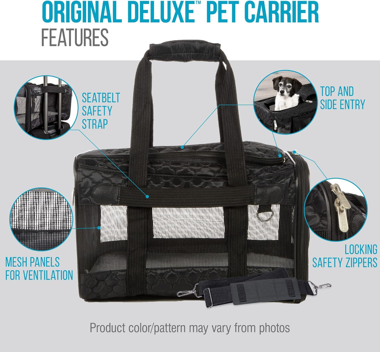 Sherpa Original Deluxe Travel Pet Carrier, Airline Approved - Black Lattice, Large