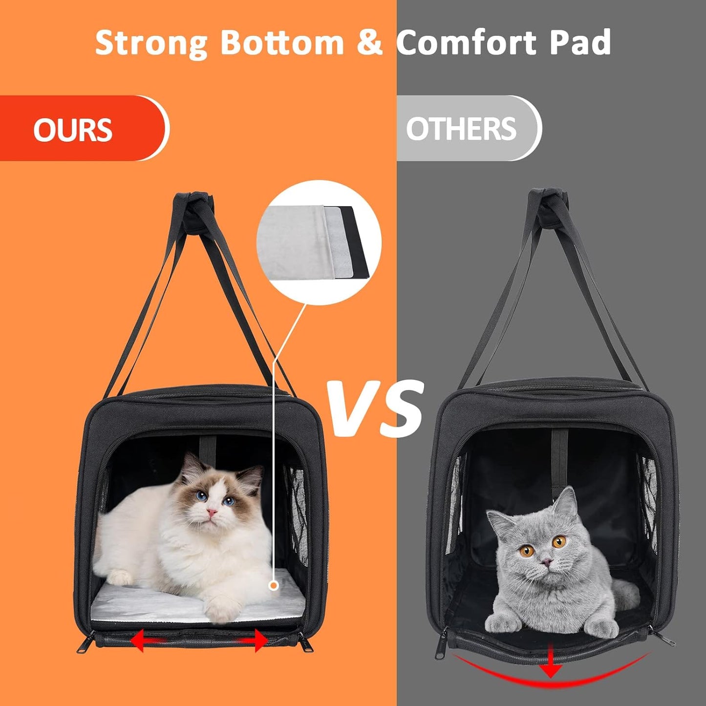 Mancro Cat Carrier, Pet Carrier Airline Approved for Medium Cats 20Lbs, Dog Carrier for Small Dogs and Puppies, Soft Sided Collapsible Top Loading Cat Bag Carrier for Travel & Car