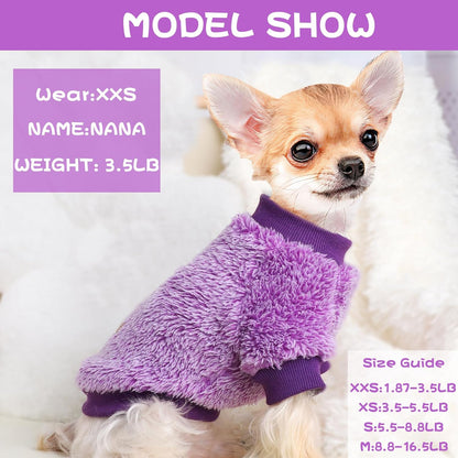 Dog Sweaters for Small Dogs, Chihuahua Fleece Clothes, XS Dog Clothes Winter Warm Puppy Sweaters Boys Girls Tiny Dog Outfits for Teacup Yorkie, Pet Cat Clothing (Purple, Medium)