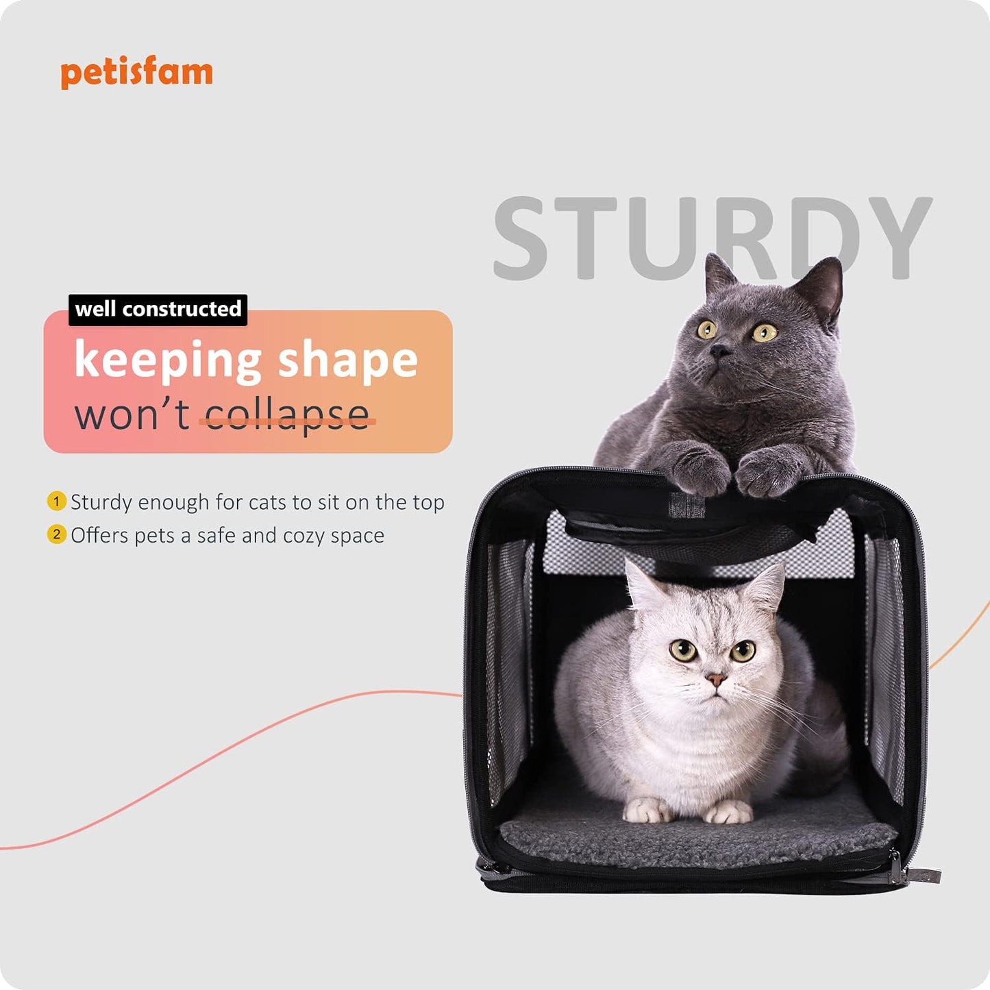 Petisfam Soft Pet Carrier for Large and Medium Cats, 2 Kitties, Small Dogs. Easy to Get Cat In, Great for Cats That Don'T like Carriers (Blue)