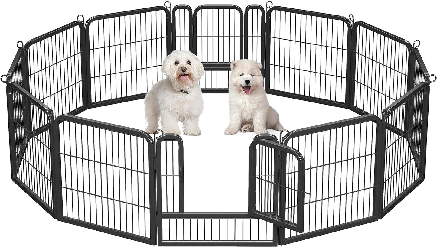 Yaheetech Dog Playpen Outdoor, 12 Panel Dog Fence 24" Indoor Pet Pen for Medium/Small Dogs Heavy Duty Pet Exercise Pen for Puppy/Rabbit/Small Animals Portable Playpen for RV Camping Garden Yard