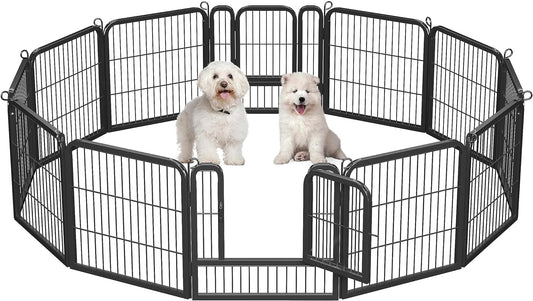 Yaheetech Dog Playpen Outdoor, 12 Panel Dog Fence 24" Indoor Pet Pen for Medium/Small Dogs Heavy Duty Pet Exercise Pen for Puppy/Rabbit/Small Animals Portable Playpen for RV Camping Garden Yard