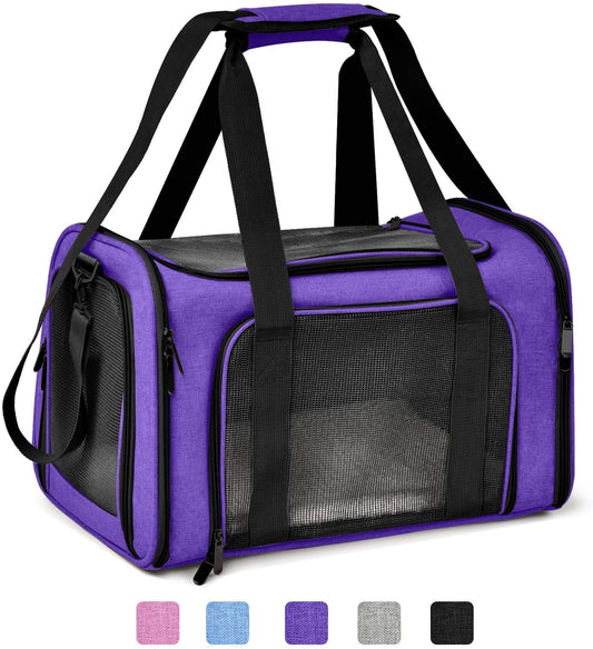 Henkelion Large Cat Carriers Dog Carrier Pet Carrier for Large Cats Dogs Puppies up to 25Lbs, Big Dog Carrier Soft Sided, Collapsible Travel Puppy Carrier - Large - Purple