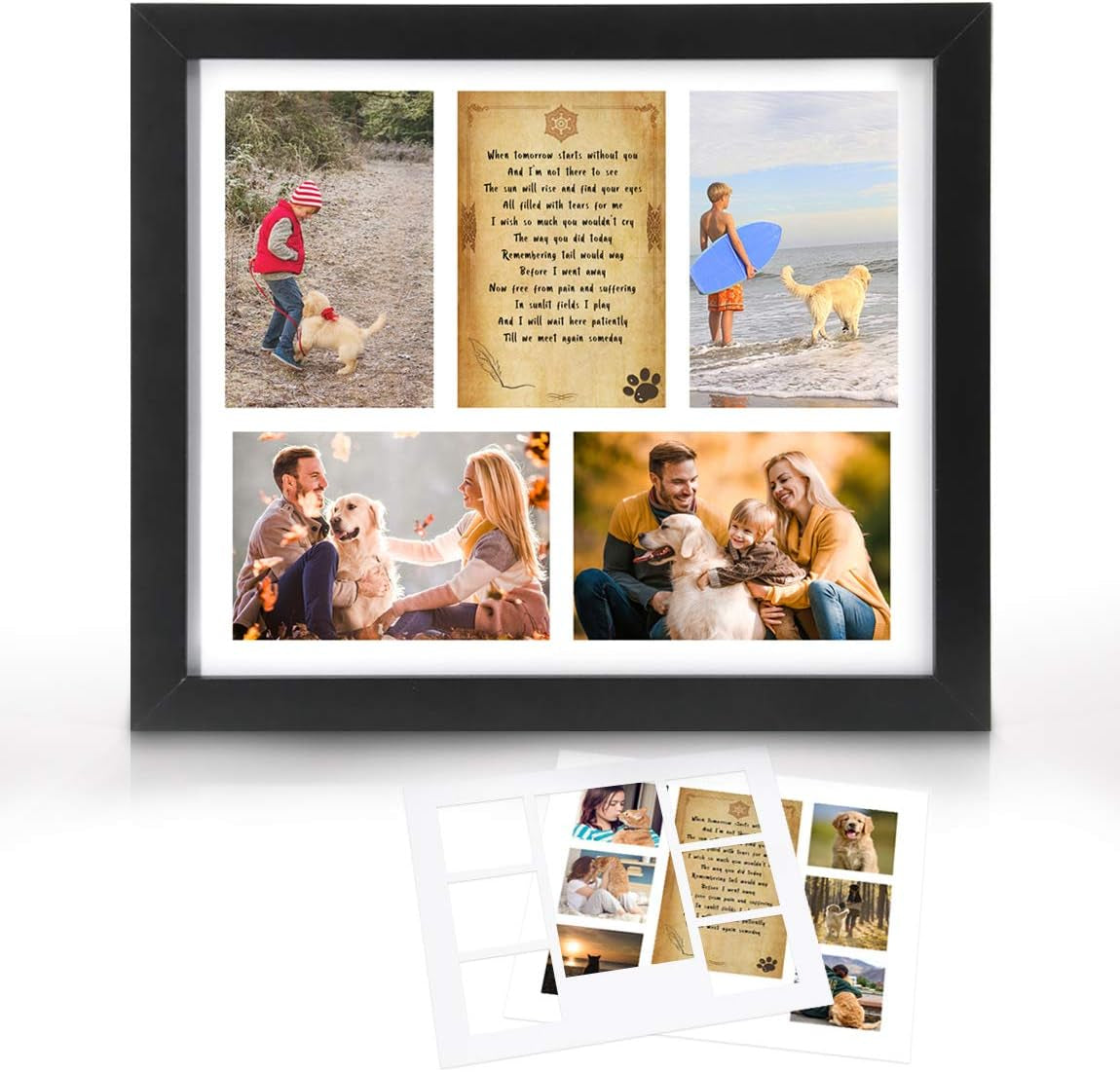 Kcrasan Pet Memorial Collage Frame - Dog Memorial Picture Frame for Pet Loss of Gift - Dog Remembrance Frame Dog or Cat with Sympathy Pet Tribute Keepsake