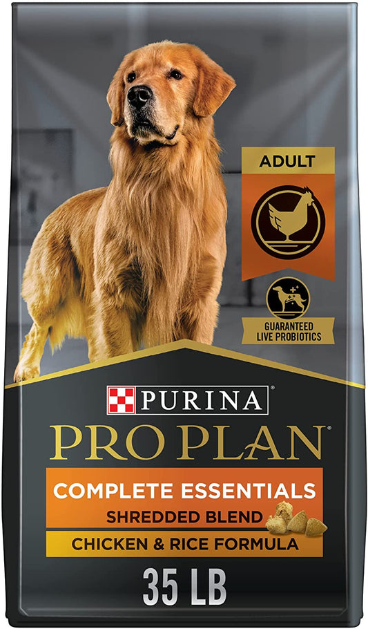 Purina Pro Plan High Protein Dog Food with Probiotics for Dogs, Shredded Blend Chicken & Rice Formula - 35 Lb. Bag