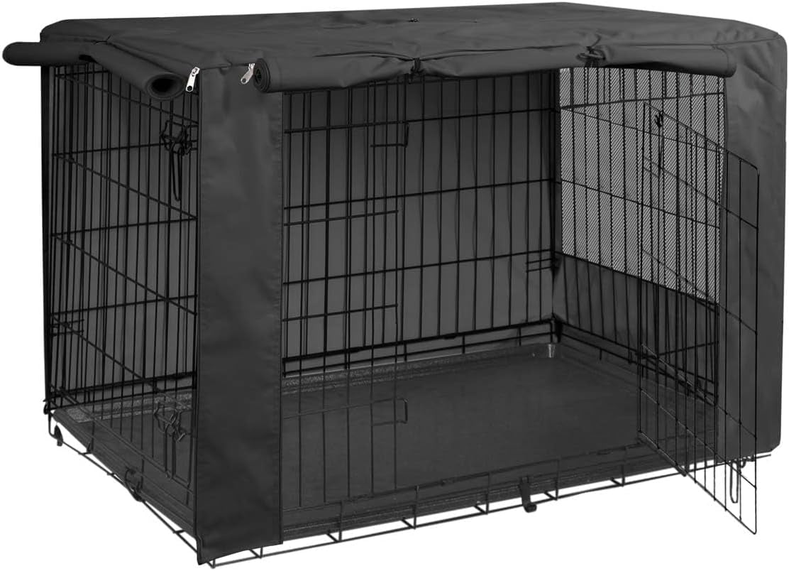 Hicaptain 24 Inch Dog Crate Cover, Black Breathable Pet Kennel Covers Fit for 1 2 Doors Standard Wire Crate (Black 24 Inches)