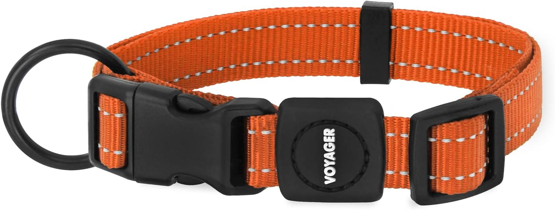 Best Pet Supplies Reflective Dog Collar with Adjustable Length, Heavy-Duty Buckle, and Strong Leash D-Ring, Training, Walking, Jogging Accessory for Small, Medium, and Large Breeds - Orange, M