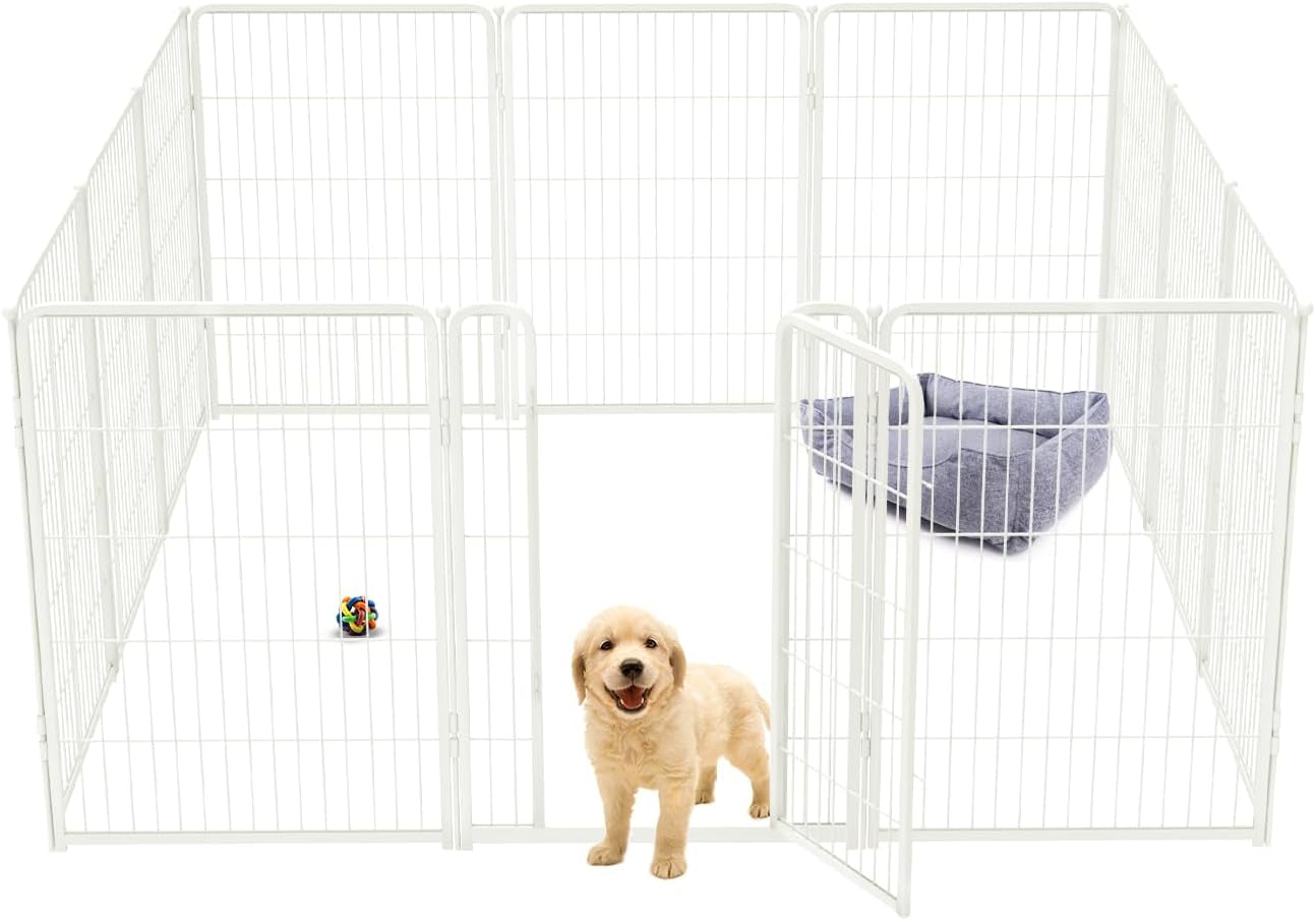 FXW Homeplus Dog Playpen Designed for Indoor Use, 40" Height for Large Dogs, White│Patented