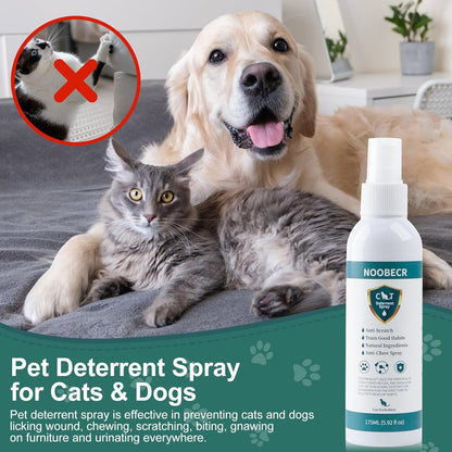 Cat Deterrent Spray, 175ML. Cat Deterrent Indoor for Cat and Kittens. Cat Deterrent Indoor & Outdoor Training Aid for Furniture, Sofa, Rugs, Curtain. Cat Scratch Furniture Protector.