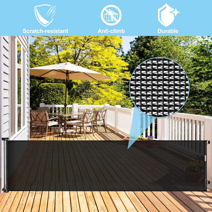 80 Inch Extra Long Retractable Baby Gates Extra Wide Baby Gates for Large Openings Indoor Retractable Dog Gate for the House Extra Wide Dog Gate Outdoor Mesh Pet Gates Child Gate for Kids (Black)