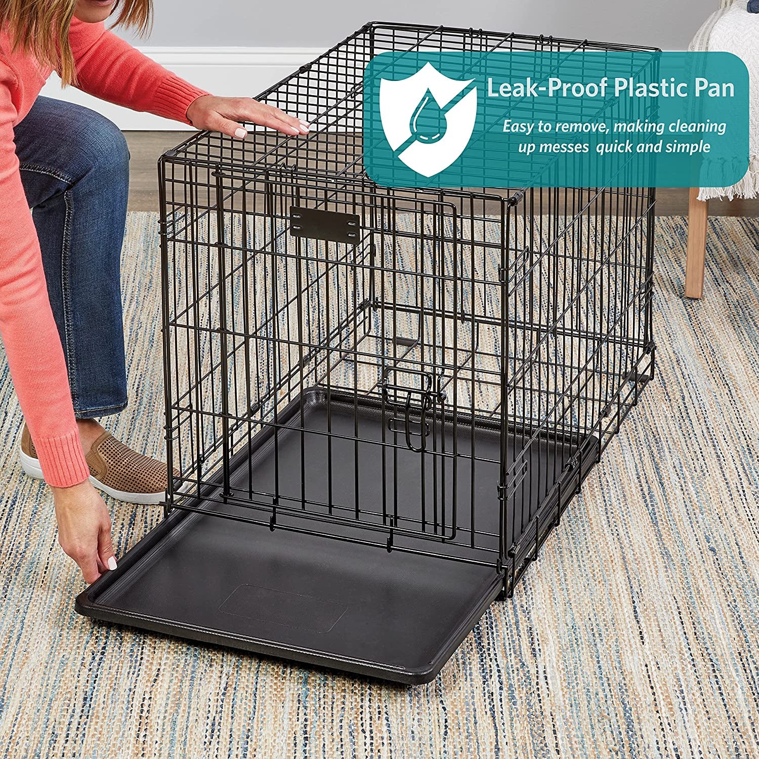 Midwest Homes for Pets Ginormous Double Door 54-Inch Dog Crate for XXL Dogs Breeds; Great Dane, Mastiff, St. Bernard, Drop Pin Assembly Requires Two People; Divider Panel Not Included; Black: SL54DD