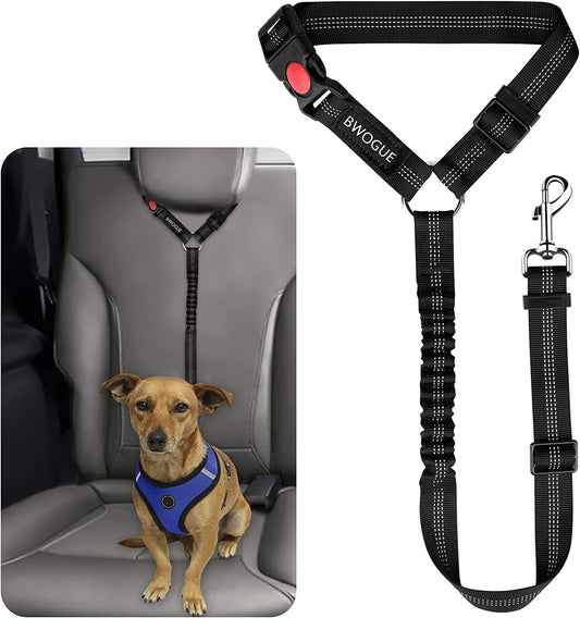 BWOGUE Pet Dog Cat Seat Belts, Car Headrest Restraint Adjustable Safety Leads Vehicle Seatbelt Harness (1 Pack)