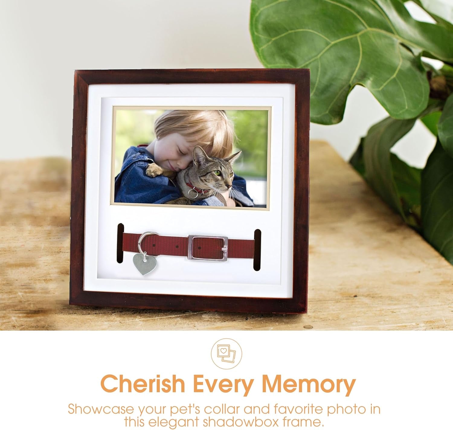 Pearhead Pet Collar Keepsake Picture Frame, Memorial Shadow Box, Wall Mountable Display, Bereavement Photo Frame for Dogs and Cats, Pet Loss Remembrance Gift, 4.5X6.5 Photo Insert, Black