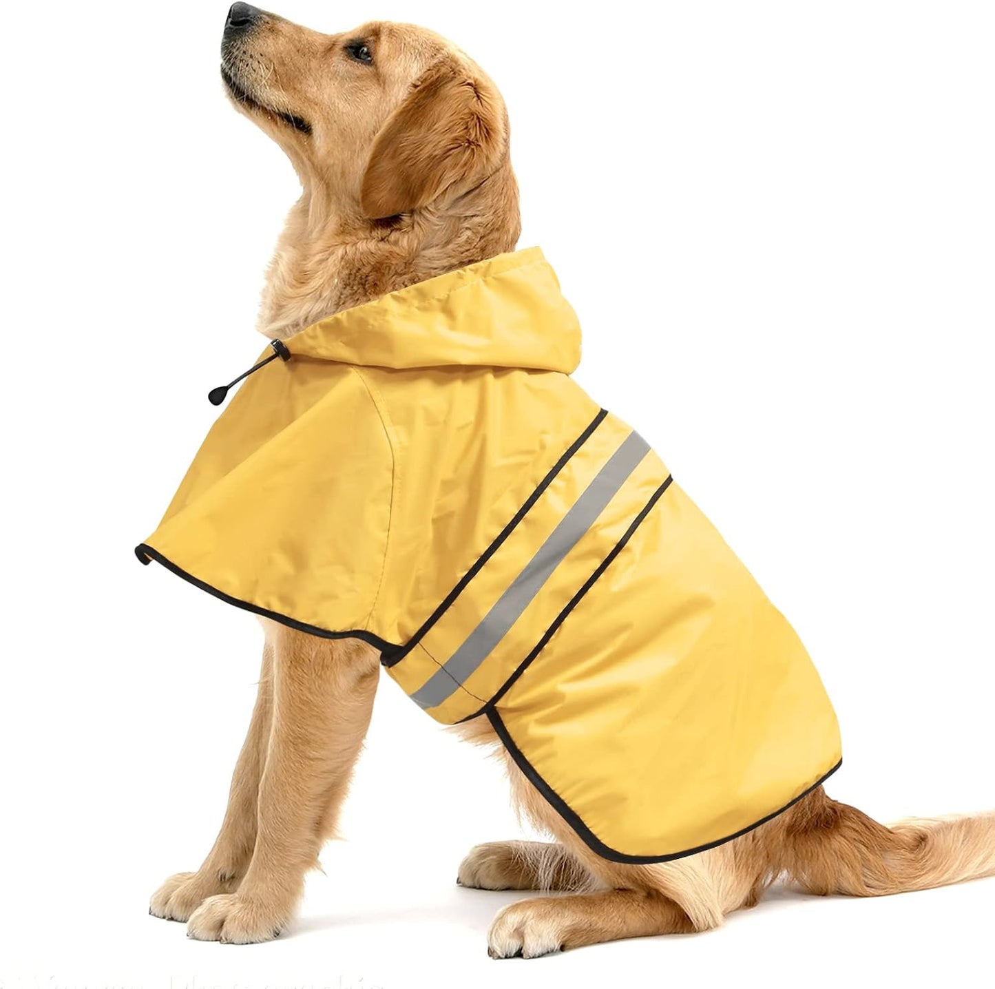 Reflective Dog Raincoat - Adjustable Waterproof Raincoat for Dogs, Lightweight Dog Hooded Slicker Rain Coat Poncho for Small to X- Large Dogs(Yellow, Medium)