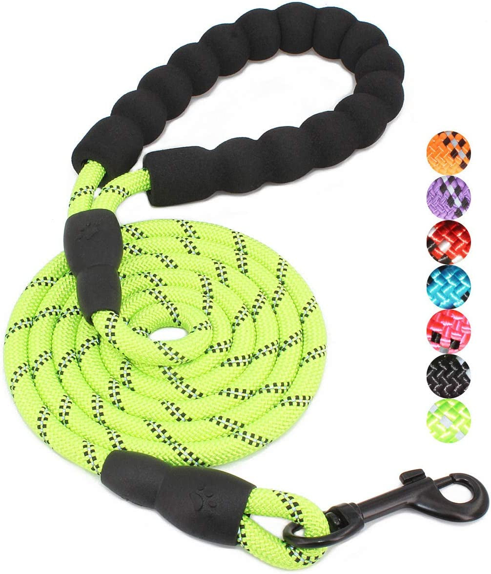 BAAPET 2/4/5/6 FT Dog Leash with Comfortable Padded Handle and Highly Reflective Threads for Small Medium and Large Dogs (5FT-1/3'', Green)